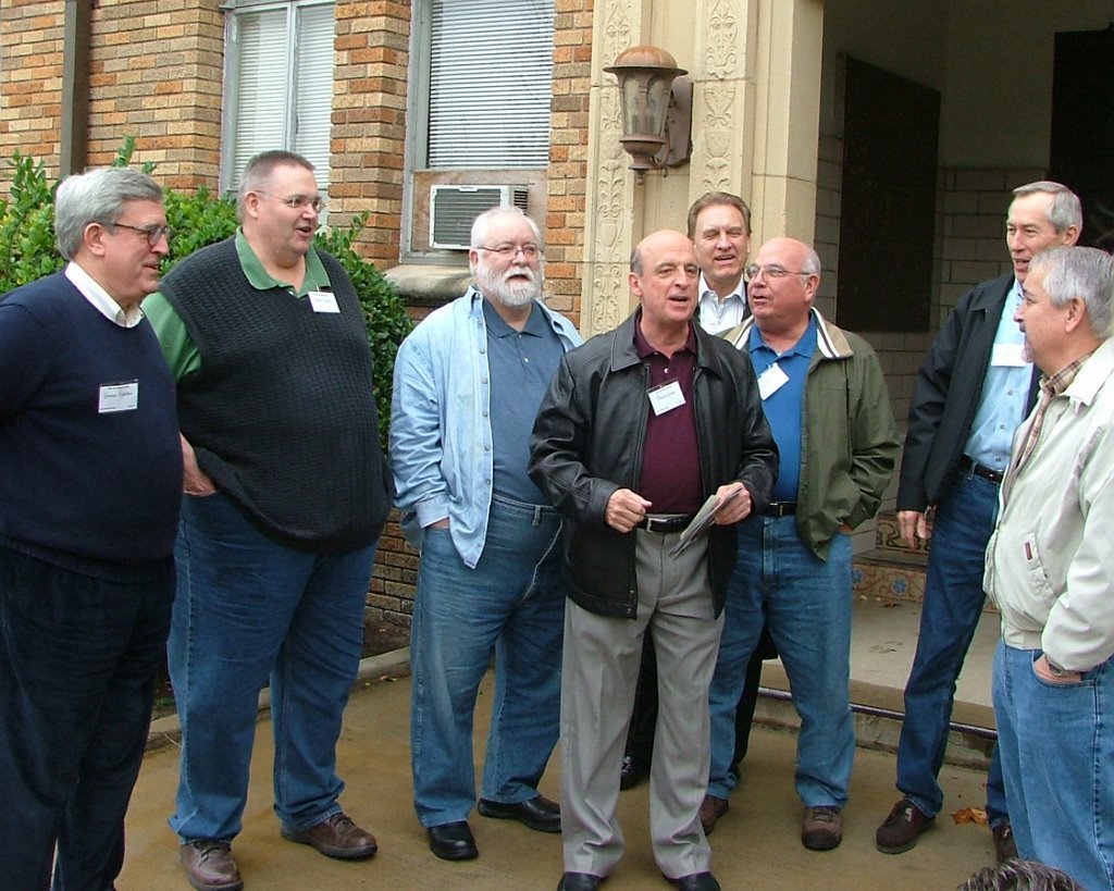 David Goeke with a group gathered outside Kilian Hall