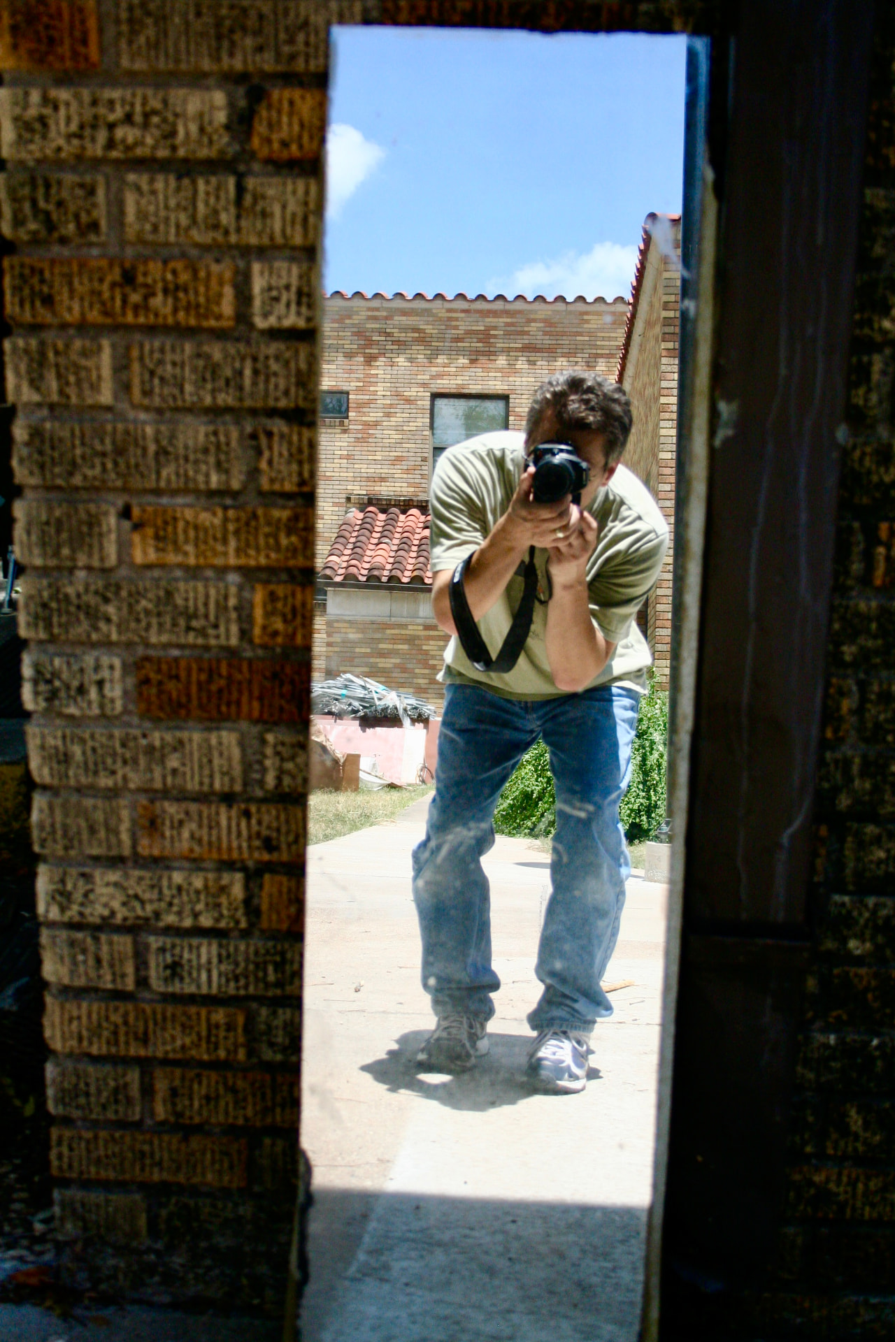 Tim Ristow’s self-portrait in a mirror on the old Concordia campus