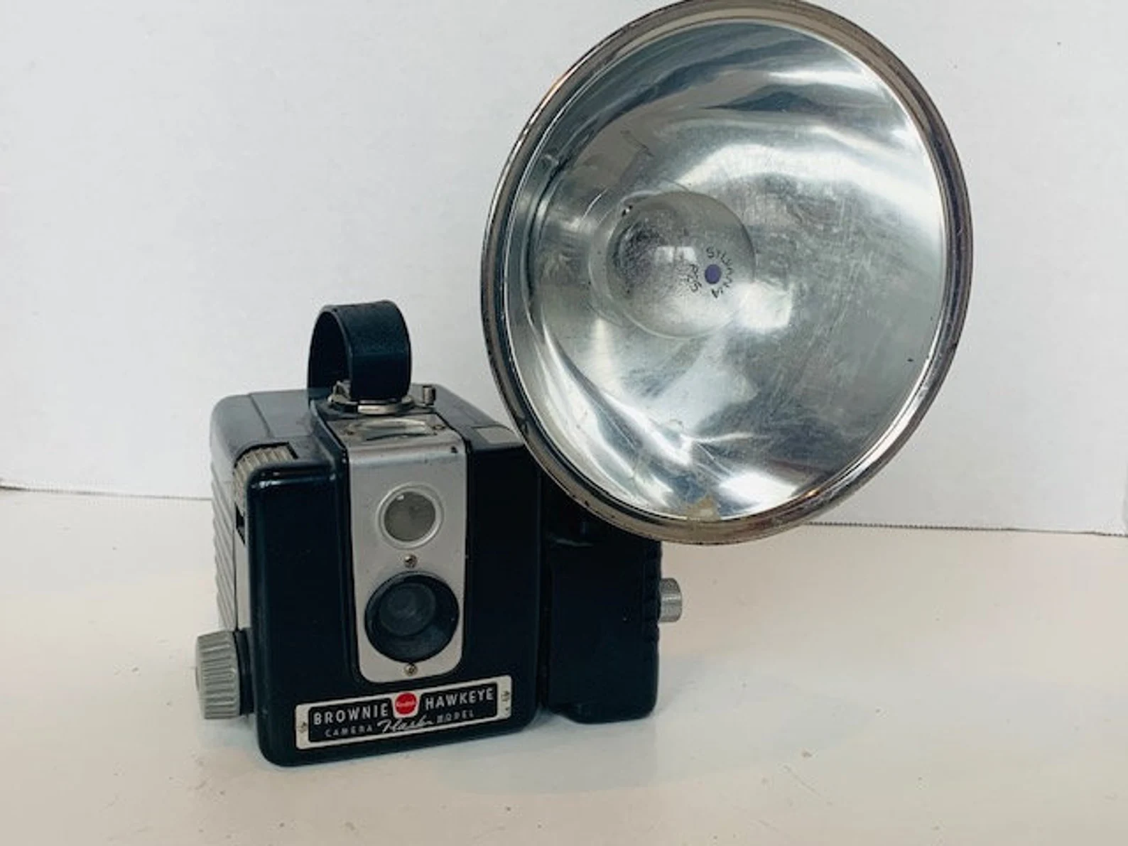 The Kodak Brownie Hawkeye camera with its flash reflector