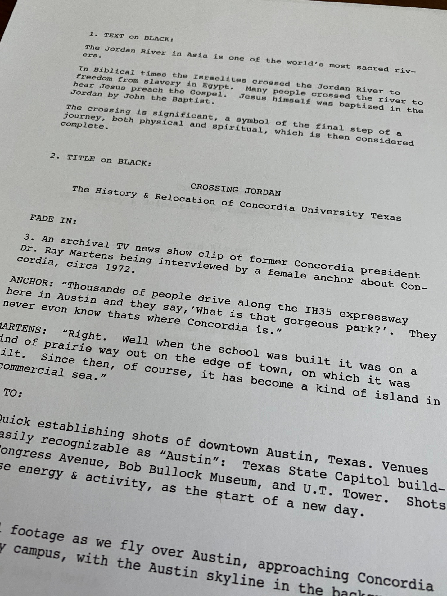 The opening page of the Crossing Jordan script